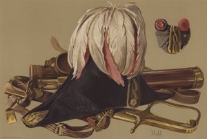 Telescopio del Duque de Wellington, y la espada y el sombrero que llevó en Waterloo (cromolito)