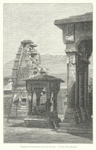 Templos de Kiragrama, cerca de Kote Kangra (grabado) de English School
