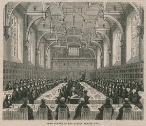 Cena de término en el Middle Temple Hall de English School