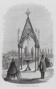 Fuente Teulon, Battersea Park, Londres, Inglaterra (grabado) de English School