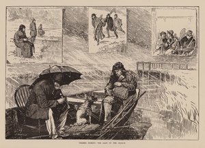 Thames Fishing, The Last of the Season (grabado) de English School