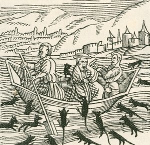 El cuento popular del siglo X de Hatto, quien fue el Arzobispo de Mainz, y lo que sucedió en la Torre del Ratón, ilustración de The Strand Magazine, 1897 de English School
