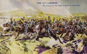 Los 17th Lancers en la Carga de la Brigada Ligera, Batalla de Balaclava, Guerra de Crimea, 1854