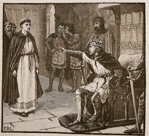 El Abad de Arbroath ante el Rey Eduardo I de English School