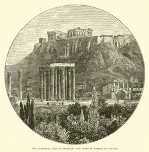 La Acrópolis, Puerta de Adriano y ruinas del Templo de Júpiter de English School