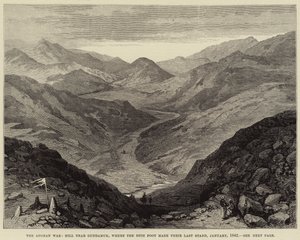 La guerra afgana, colina cerca de Gundamuk, donde el 44º Regimiento hizo su última resistencia, enero de 1842 de English School