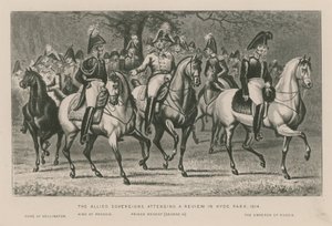 Los Soberanos Aliados asistiendo a una revisión en Hyde Park, 1814 de English School