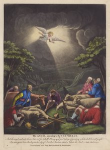 El ángel apareciendo a los pastores (litografia en color)