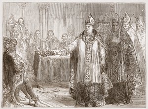 Los Arzobispos de York y Canterbury ante el Parlamento en la Abadía de Westminster, ilustración de La Historia del Protestantismo de James Aitken Wylie, pub. 1878 de English School