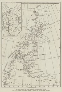 La expedición ártica, mapa de la ruta de Smith Sound al mar polar norte de English School