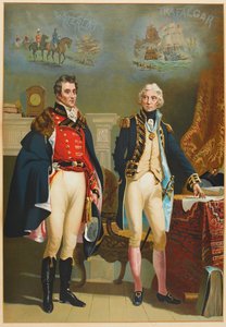 El ejército y la marina representando la única entrevista entre los grandes comandantes, Wellington (1769-1852) y Nelson (1758-1805) c.1890 de English School