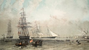 La llegada del yate real frente a Gravesend, 7 de marzo de 1863, de A Memorial of the Marriage of Edward VII and Alexandra of Denmark, pub. 1864