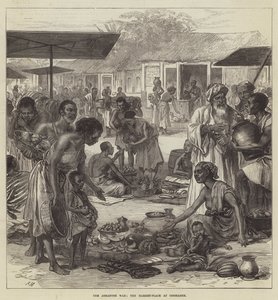 La Guerra Ashantee, la plaza del mercado en Coomassie de English School