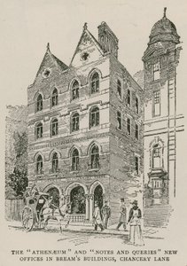 El Ateneo y las nuevas oficinas de Notes and Queries en Breams Buildings, Chancery Lane, Londres de English School