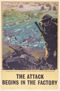 El Ataque Comienza en la Fábrica, cartel de la Segunda Guerra Mundial, 1943