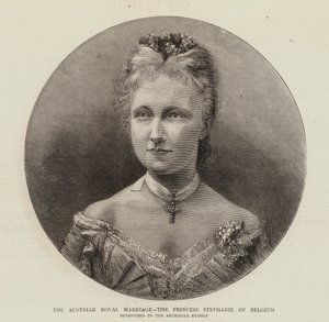 El matrimonio real austriaco, la princesa Estefanía de Bélgica (grabado)