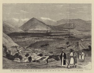 El Bala Hissar, Actualmente Sitiado por los Insurgentes Afganos, y la Ciudad de Kabul, desde la Parte Superior de la Ciudadela (grabado) de English School