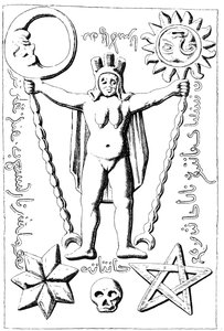 El Baphomet de los Templarios, ilustración de un ataúd de piedra encontrado en Essarois (Borgoña) de English School