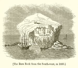 La roca Bass desde el suroeste, en 1660 de English School