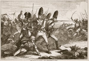 La Batalla de Arass: los Granaderos en la bahía, ilustración de Cassells Illustrated History of India de James Grant, pub. 1879