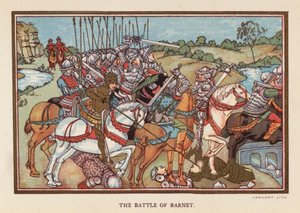 La batalla de Barnet (litografía en color)