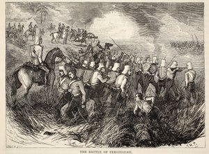 La Batalla de Ferozeshah, ilustración de la Historia Ilustrada de Inglaterra de Cassell