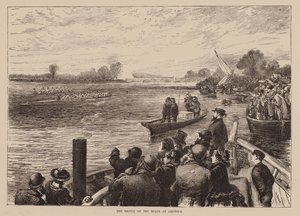 La batalla de los barcos en Chiswick (grabado) de English School