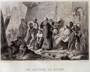Los sitiados de Rouen (grabado) de English School