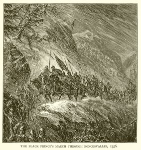 La Marcha del Príncipe Negro a través de Roncesvalles, 1356 de English School