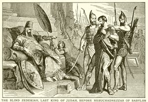 El ciego Sedequías, último rey de Judá, ante Nabucodonosor de Babilonia de English School