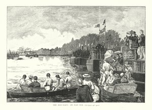 La carrera de barcos, una victoria fácil (grabado) de English School