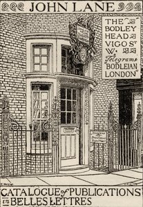 La Casa Editorial Bodley Head, ilustración de portada del Catálogo de Publicaciones en Belles Lettres de English School