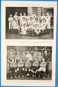 Los Bombay Gymkhanas y los London Caledonians, equipos de fútbol presentados en The Illustrated Sporting and Dramatic News, 21 de noviembre de 1891