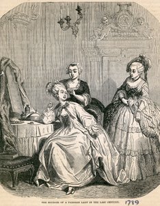 El tocador de una dama parisina en el siglo pasado, 1789 de English School