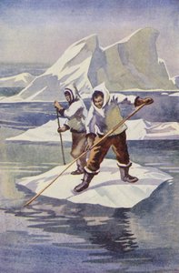The Boys made an Ice-Raft (litografía en color) de English School