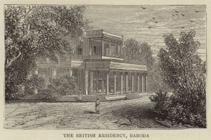 La residencia británica, Baroda (grabado) de English School