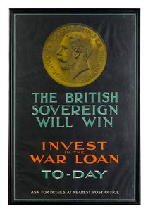 El soberano británico ganará, cartel de préstamo de guerra de la Primera Guerra Mundial de English School