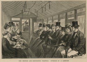 El tranvía de Brixton y Kennington - interior de un vagón de English School