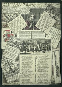 La Mezcla del Burbujero o un Boceto de los Tiempos siendo el Memorial de Europa para el Año 1720, grabado satírico de English School