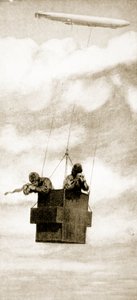 La jaula a prueba de balas del lanzador de bombas Zeppelin, 1914-19 de English School
