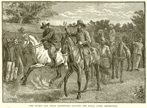 La expedición de Burke y Wills saliendo del Royal Park, Melbourne