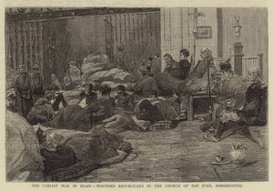 La Guerra Carlista en España, Republicanos Heridos en la Iglesia de San Juan, Somorrostro (grabado) de English School