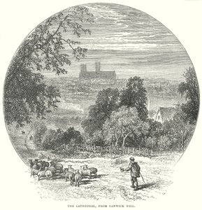 La Catedral, desde Canwick Hill (grabado)