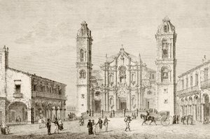 La Catedral de La Habana, Cuba (litografía)