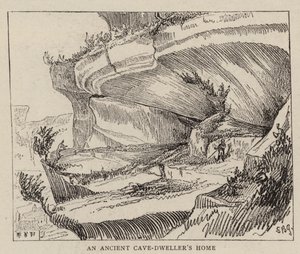 Los habitantes de las cuevas de Vezere (grabado) de English School