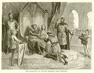 La ceremonia del homenaje feudal, siglo XII de English School