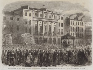 La Presidencia de Sir John Arnott en Cork al Completar sus Tres Años de Alcaldía, la Procesión pasando por los Edificios Comerciales (grabado) de English School