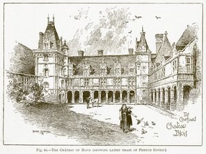 El castillo de Blois (muestra de la última fase del gótico francés) (grabado)