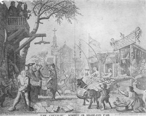 El mercado del caballero, o la feria de las tierras altas, publicado por George Bickham el Joven, 1745