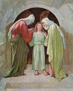 El Niño Jesús en el Templo (litografía en color) de English School